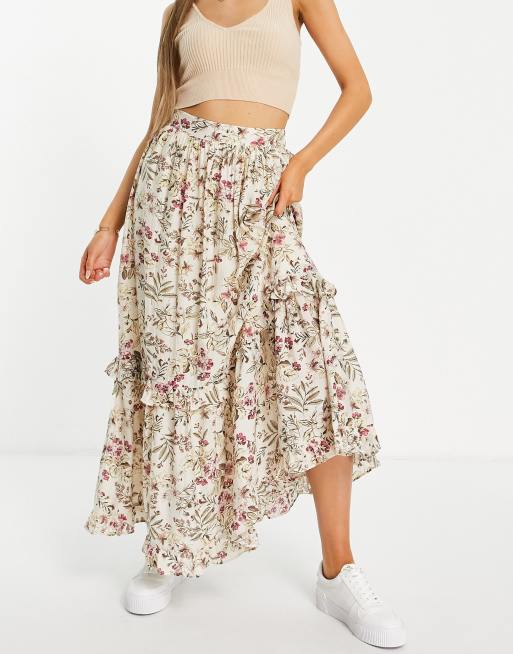 Floral tiered midi discount skirt