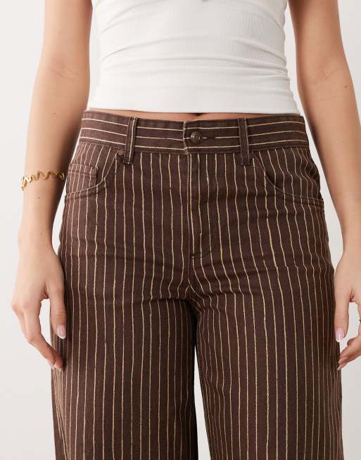 Mango Florchi 100% cotton straight jean in brown stripe, 5 of 5