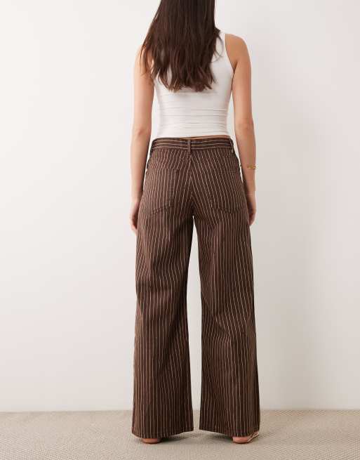 Mango – Florchi – Brunrandiga, raka jeans med 100% bomull, 3 av 5