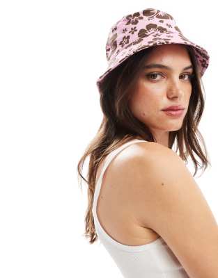 Mango Flower Print Bucket Hat In Pink