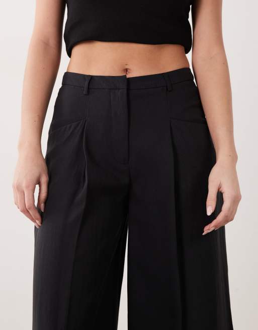 Mango flowy tailored pants in black, 4 of 5