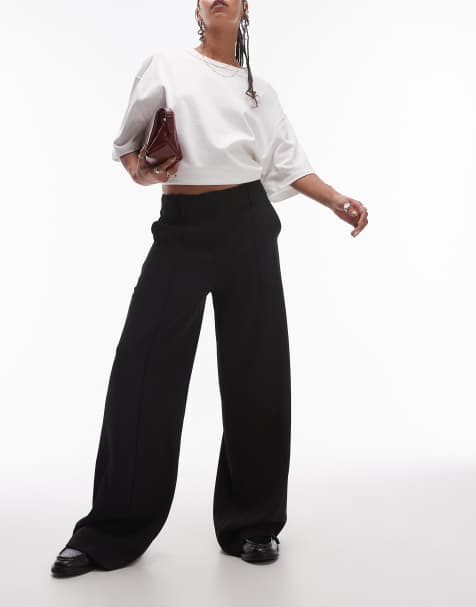 Mango fluid floaty trousers in black