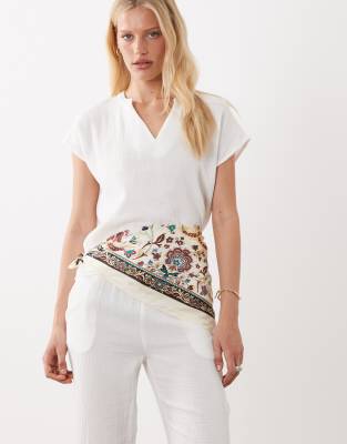 Mango - Foulard à fleurs-Neutral
