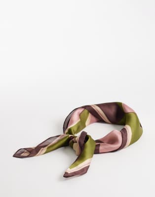 Mango - Foulard de sac en satin à imprimé floral abstrait - Vert