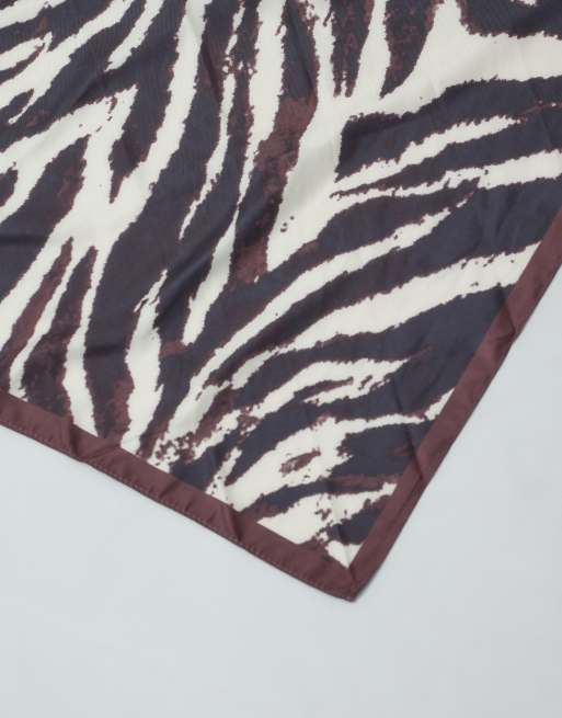 Mango foulard per borsa in raso con stampa zebrata, 2 di 5