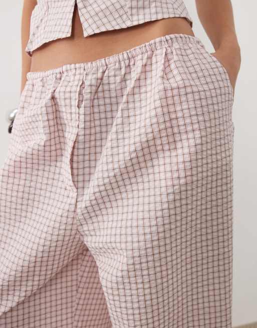 Mango Franchy balloon trouser co-ord in pink check, 5 of 5