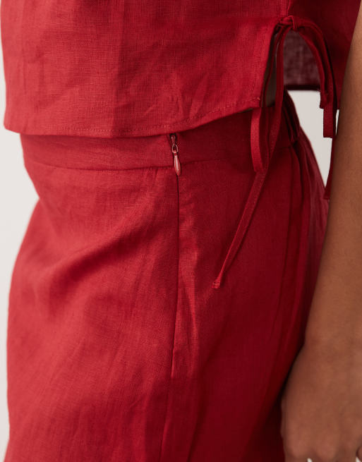 Mango Fred 100% linen midi skirt in red - part of a set, 5 of 5
