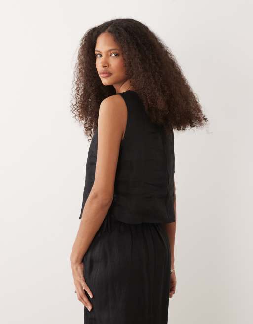 Mango Fred 100% linen sleeveles top in black - part of a set, 4 of 4