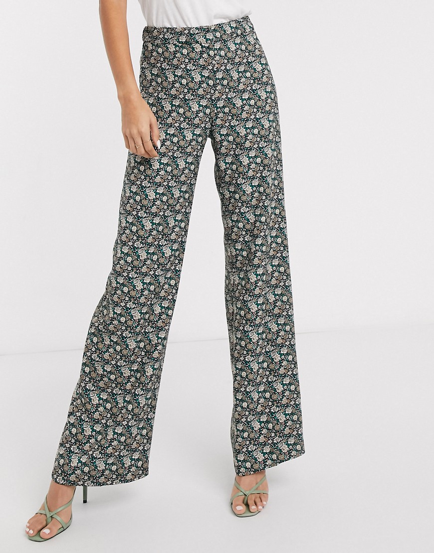 Mango front seam tailored trousers in floral print-Multi