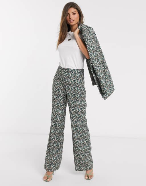 Mango front seam tailored trousers in floral print ASOS