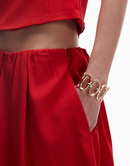 Mango full circle midi skirt co-ord in red, 3 of 5