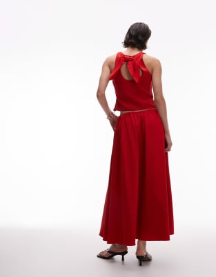 Mango Full Circle Midi Skirt In Red