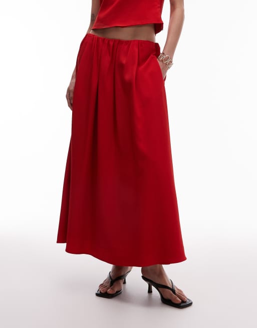 Mango full circle midi skirt in red part of a set ASOS