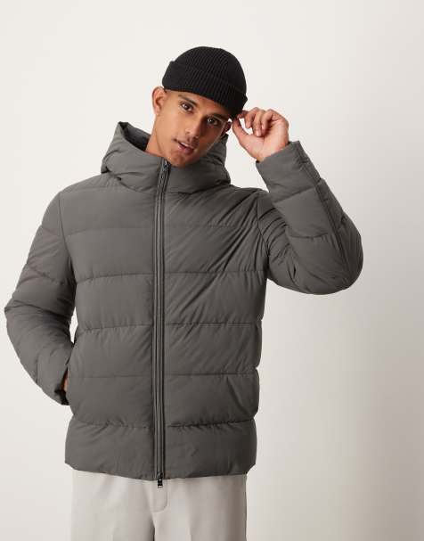 Mango – Funktionale Pufferjacke in Anthrazit mit Kapuze - view 1