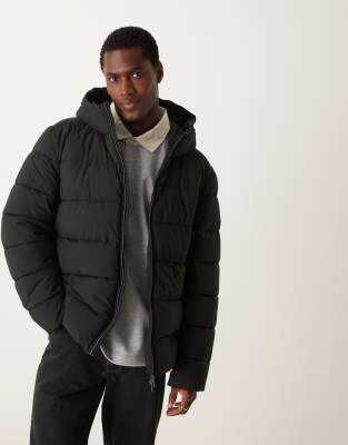 Mango – Funktionale Pufferjacke in Schwarz mit Kapuze - view 1