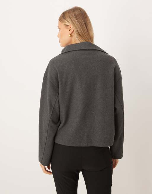Mango funnel neck half zip sweatshirt in charcoal, 3 of 4