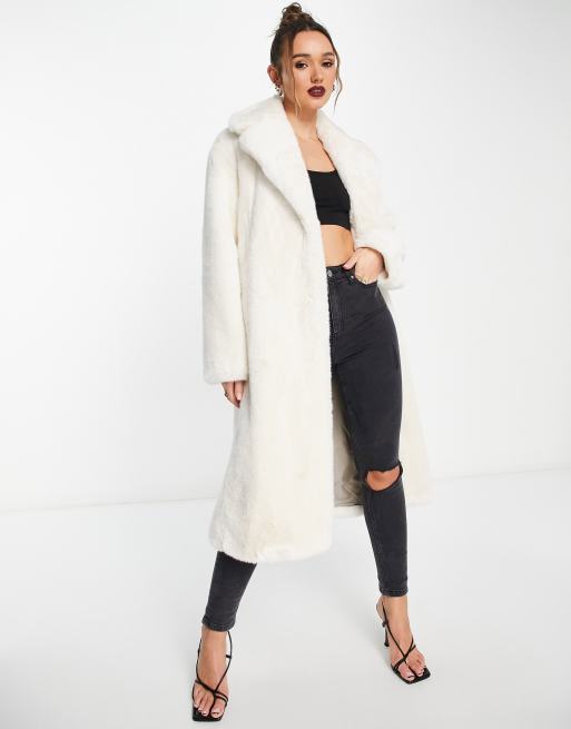 Mango white shop faux fur coat