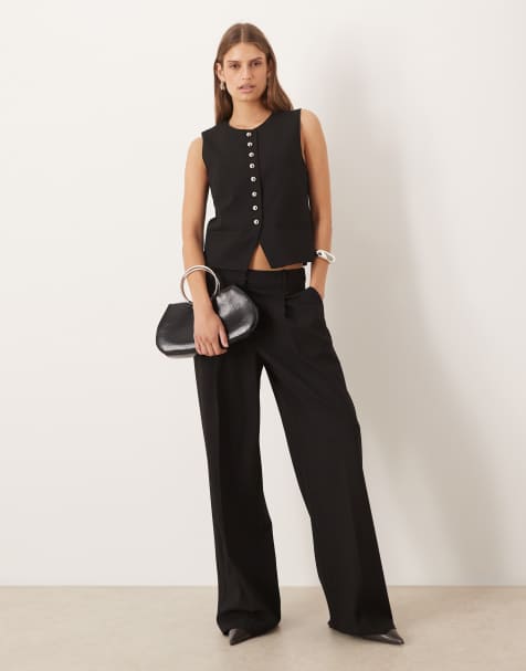 Mango Gabo tailored relaxed trouser co-ord in black - view 1