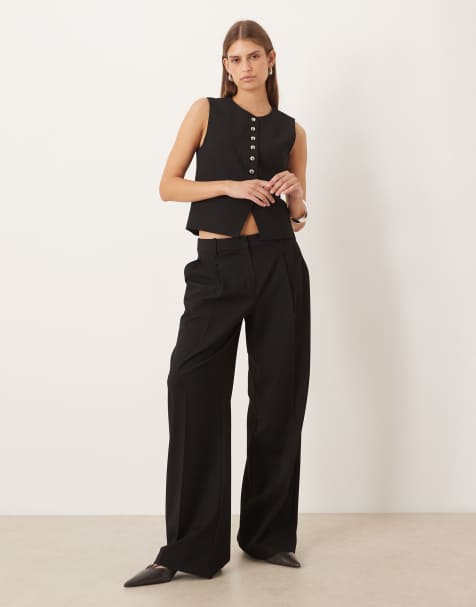 Mango Gabo tailored vest with statement buttons & trouser co-ord in black - view 1
