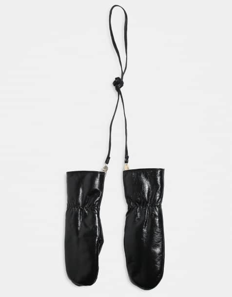 Mango - Gants en cuir avec doublure en fausse fourrure - Noir intense - view 1