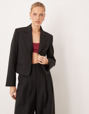 Mango - Garbo - Cropped-Blazer in Schwarz, Kombiteil