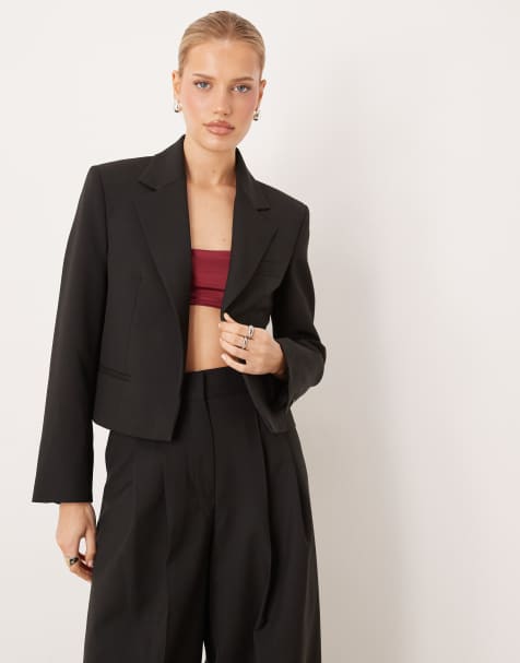 Mango – Garbo – Cropped-Blazer in Schwarz, Kombiteil - view 1