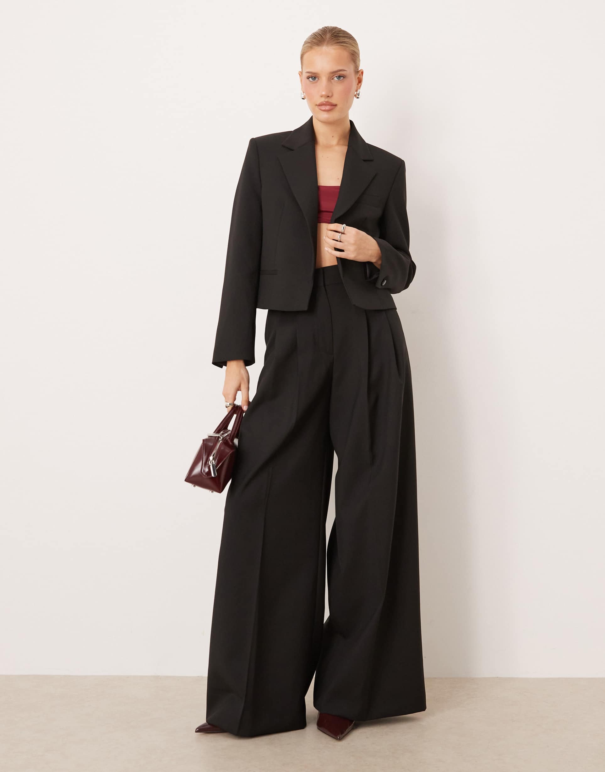mango garbo oversized tailored pants in black - part of a set