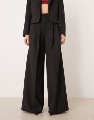 Mango Garbo Oversized Tailored Pants In Black