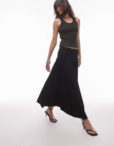 Mango gathered dropped waist skirt in black - view 1