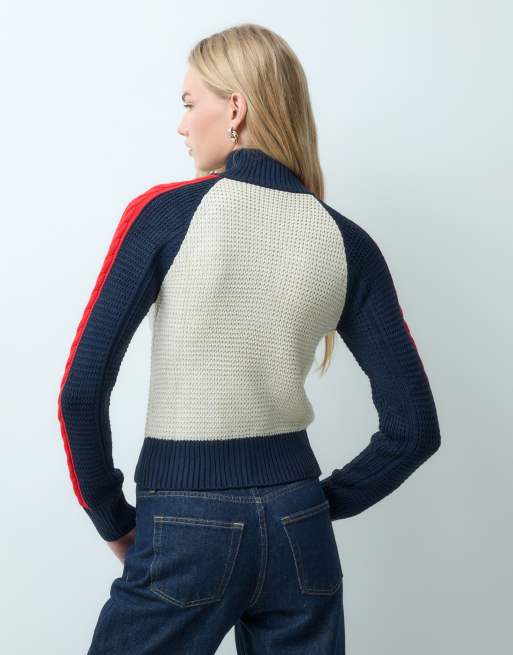 Mango gebreid jack met hoge hals en ritssluiting in multi, 2 van 4