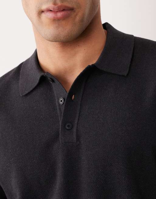 Mango - Gebreid poloshirt met korte mouwen en knoopsluiting in zwart, 2 van 5