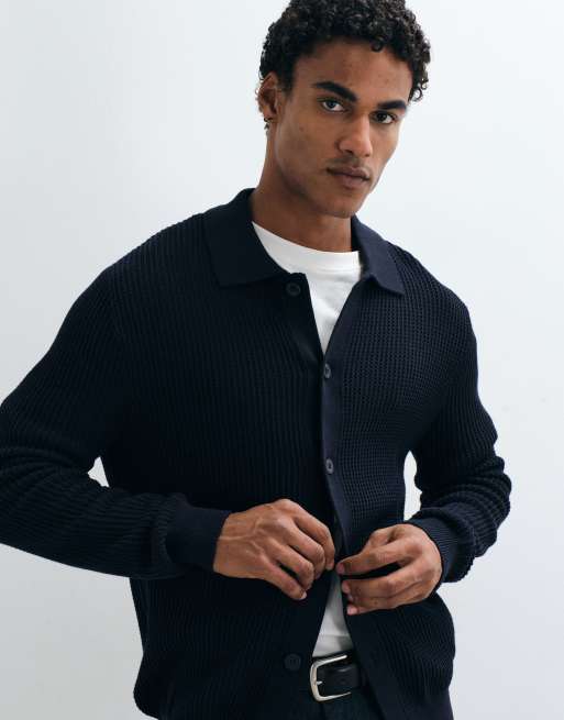 Mango gebreid vest met knoopsluiting in navy, 3 van 5