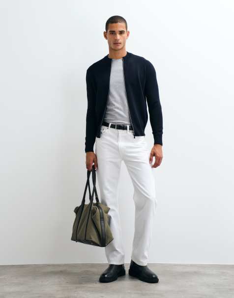 Mango gebreid vest met rits in navy - view 1
