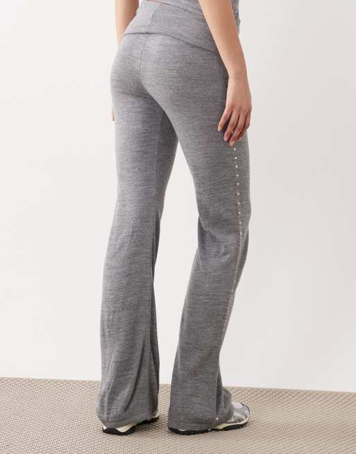 Mango - Gebreide broek met omslag en studs in grijs, deel van co-ord set, 5 van 5