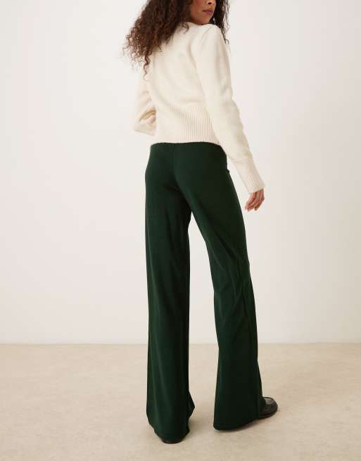 Mango - Gebreide broek met plooien aan de voorkant in kaki, deel van co-ord set, 3 van 5