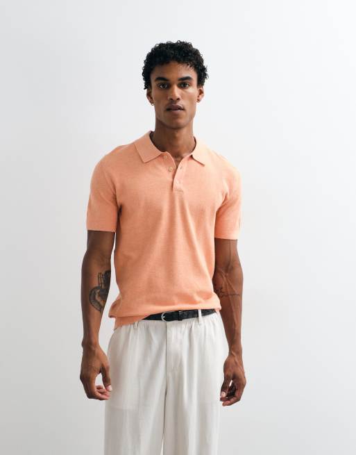 Mango gebreide polotop met reverskraag in oranje, 4 van 5
