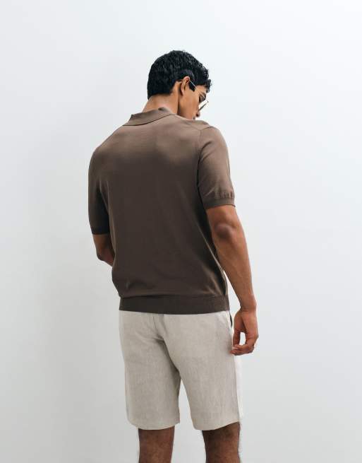 Mango - Gebreide polotop met rits in beige, 3 van 5
