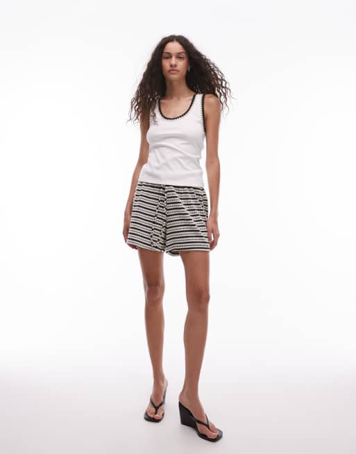 Mango - Gehaakt hemdje met contrasterende rand in wit, 2 van 4