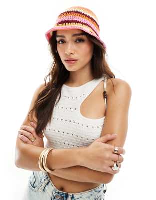 Mango - Gehaakte bucket hat in multi