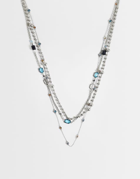 Mango gelaagde ketting met hangertjes in zilver - view 1