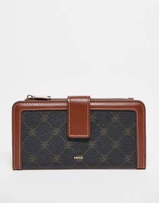 Mango - Geldbörse in Braun mit Monogramm-Muster-Brown
