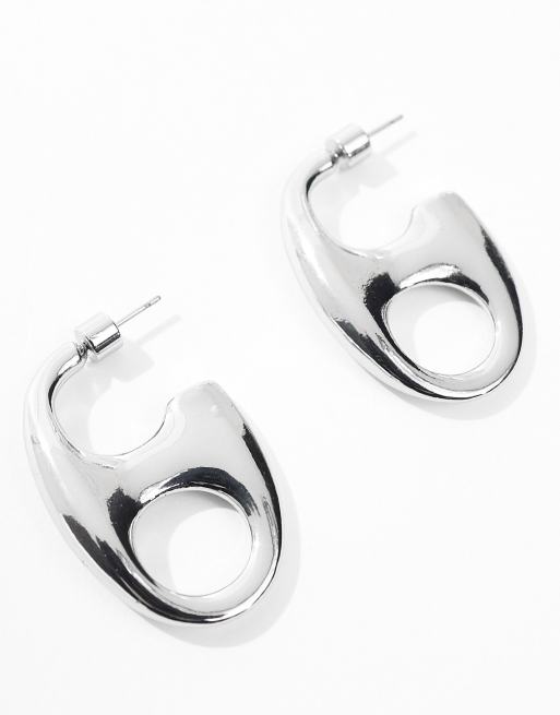 Mango geometric hoop earrings in silver, 2 of 4