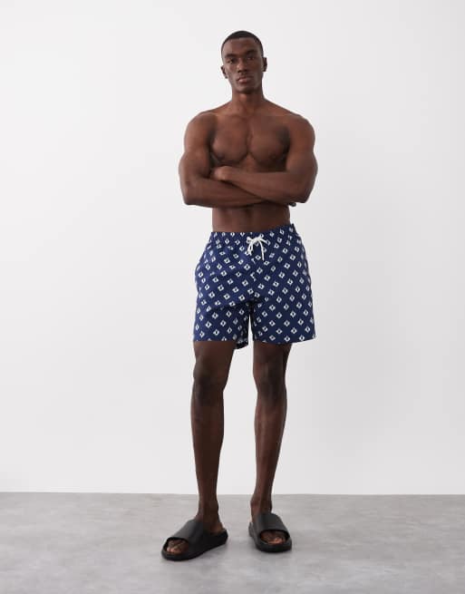 Mango geometric print swim short in navy, 2 of 5