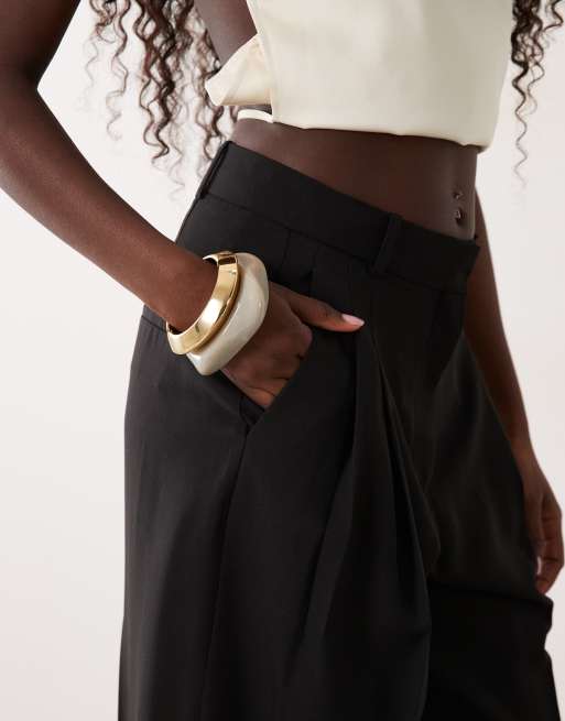 Mango geplooide pantalon met voorkant in zwart, 4 van 5