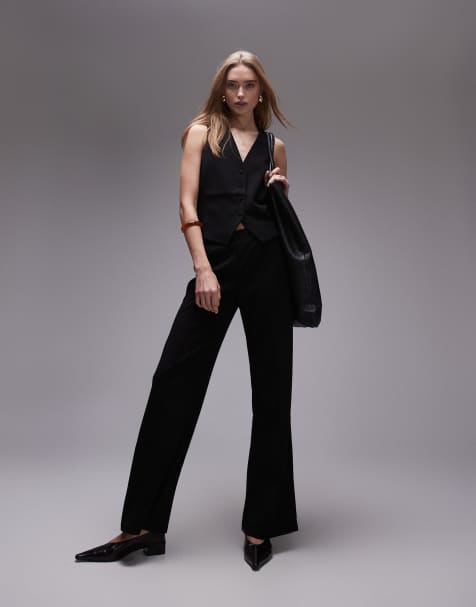Mango – Gerade geschnittene, elegante Hose in Schwarz mit elastischem Bund, Kombiteil - view 1