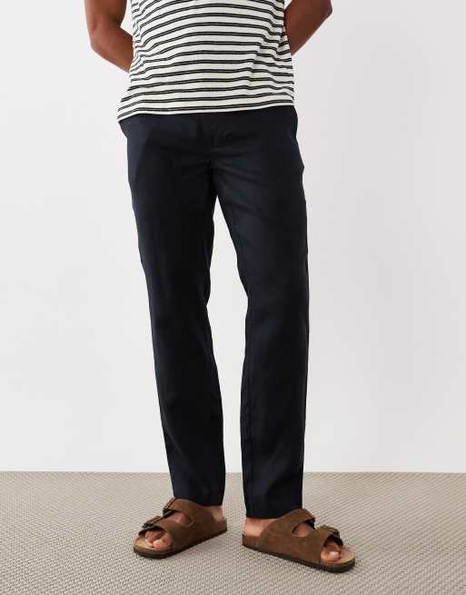 Mango – Gerade geschnittene Hose aus 100% Leinen in Marineblau, 3 von 5