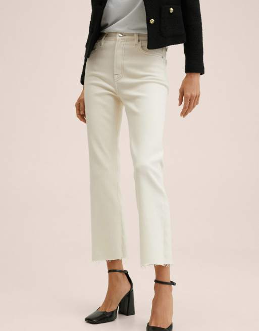 Mango – Gerade geschnittene Jeans in Ecru