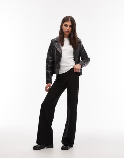 Mango – Gerade geschnittene Leggings in Schwarz mit Nieten - view 1