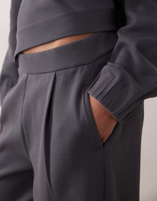 Mango – Gerade geschnittene Pikee-Jogginghose aus Baumwollmix in Anthrazit, Kombiteil, 5 von 5