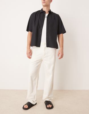 Mango – Gerade Jeans aus Baumwoll- und Leinenmix in Natural - view 1